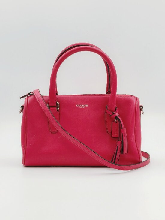 Coach Handbags - Coach Pink Leather Satchel Crossbody Bag Tassel Zip Top Silver Hardware